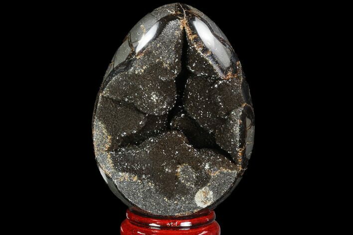 Septarian Dragon Egg Geode - Black Crystals #98852